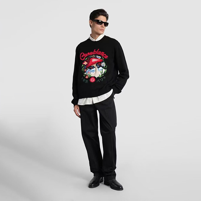 casablanca mushroom graphic knit sweater
